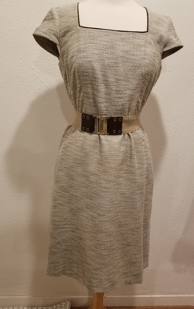 Antonio Melani career tweed belted sheath dress